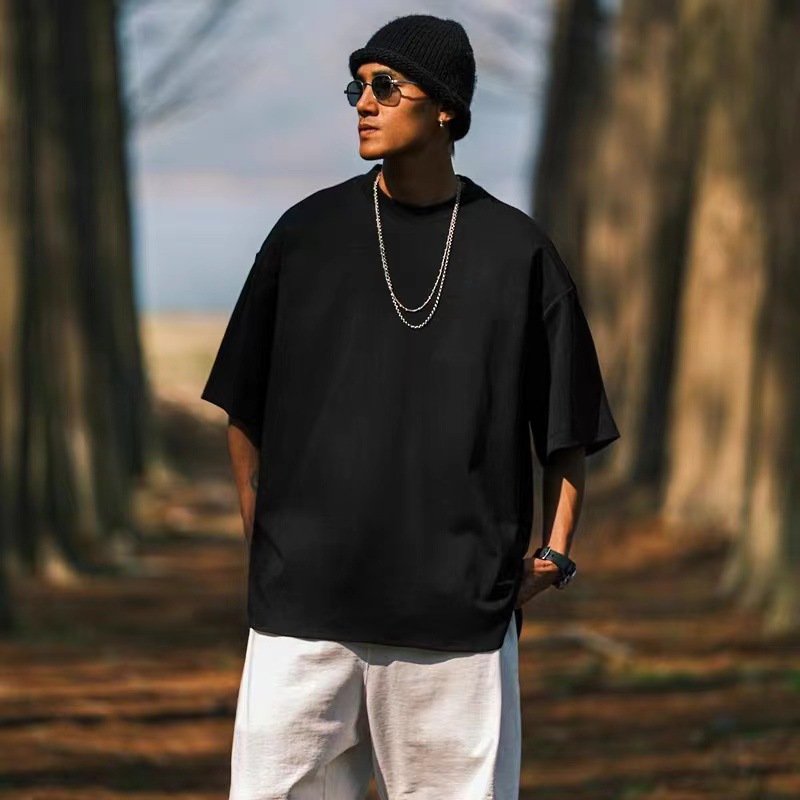 American oversize camiseta de manga corta hombre verano sólido relajado pareja hip-hop vientos de estilo casual blusa