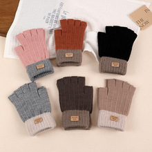 跨境冬秋季男士针织大码加绒加厚提花防寒保暖毛线可触屏手套