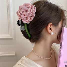 浪漫氛围感玫瑰花朵发夹时髦气质盘发后脑勺抓夹夏季超仙甜美发饰
