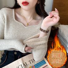 加绒加厚针织衫内搭保暖毛衣女冬季2025新款低领一体绒洋气打底衫