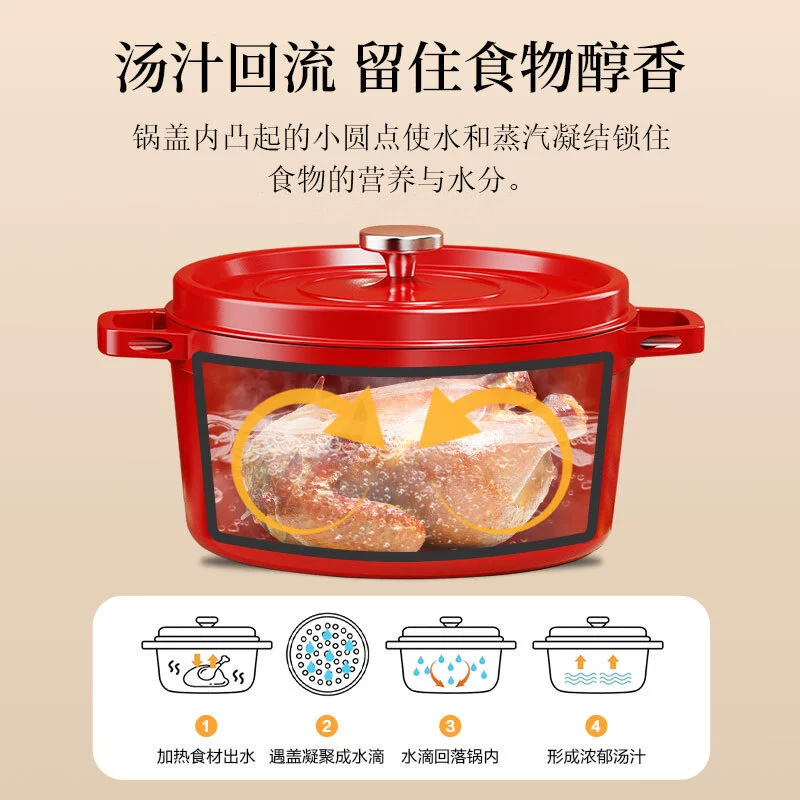 Чугунная эмалированная кастрюля Rongshi.da для хот-пота, похлёбка, рагу, суп, хот-пот, индукционная плита, электрическая кастрюля RSD214-FJ