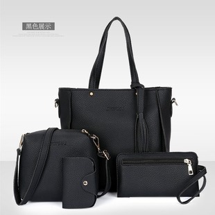 2024 New Litchi Pattern Four-piece Women's Bag Fashionable Simple Portable Shoulder Crossbody Bag Large Capacity Women's Bag E18