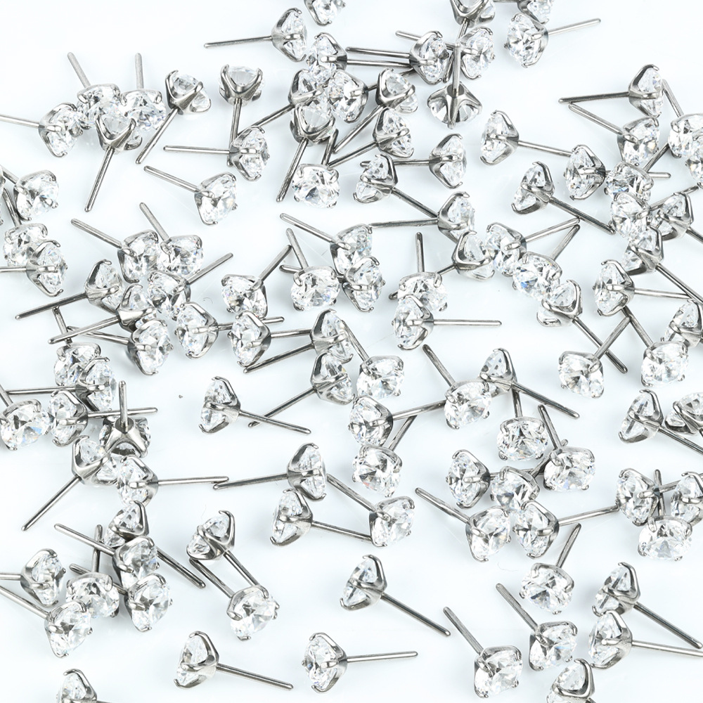Zesen F136 Titanium Alloy 5A Zircon Body Piercing Jewelry Lip Nail Ear Bone Nail Accessories G23 Titanium 6mm White detail image 8