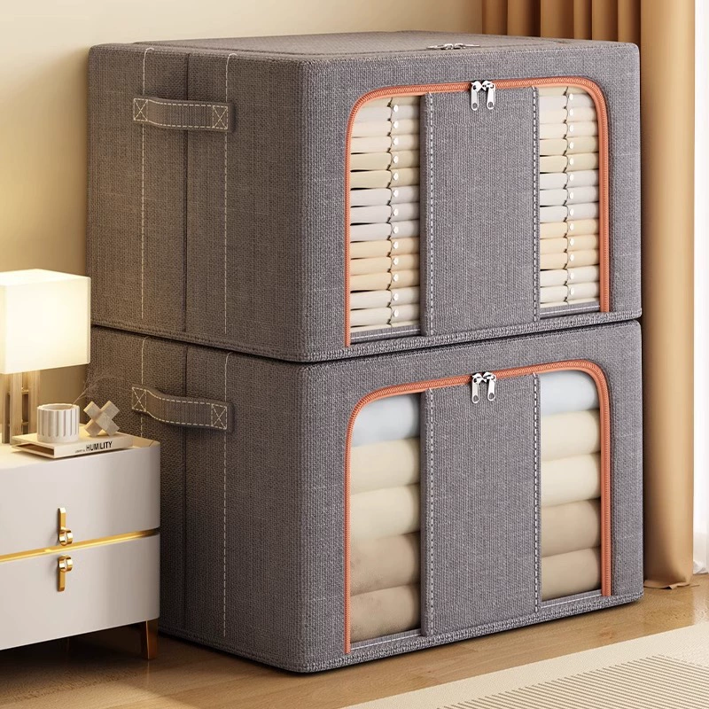Clothes Storage Box Large Capacity Super Large Household Clothes Organizer Artifact Fabric Cotton Linen Foldable Storage Bag