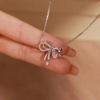 Cute necklace with bow, universal fashionable chain for key bag , light luxury style