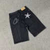 Black denim skirt, shorts
