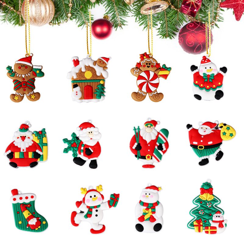 Adornos navideños de hombre de jengibre de Amazon 2024, adornos navideños de Papá Noel y muñeco de nieve, pequeños colgantes para árbol de Navidad