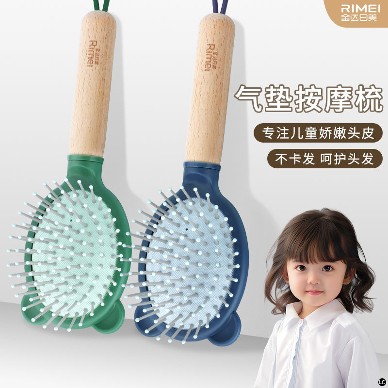 Pein de masaje de cuero cabelludo de madera Jinda Rimei pein de masaje antiestático bolsa de aire esponjosa cabelludo