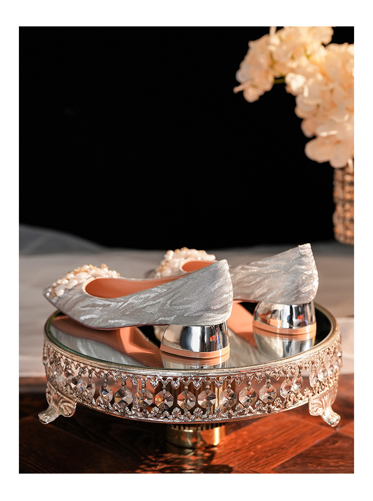 3333C-015 Low Heel Pointed Toe Tiger Skin Pattern High Heels Comfortable Elegant Women's Shiny Wedding Party Shoes_voghion.com