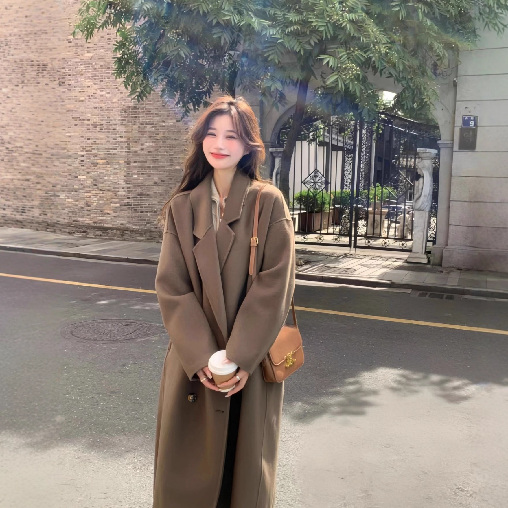 驼色毛呢大衣女秋冬季2025新款韩系中长款宽松气质高级感毛呢外套