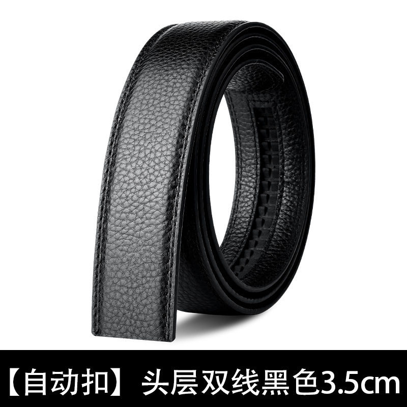 メンズ本革ベルト、自動バックル、ヘッドレス、無頭ベルト、男性用、一層牛革、純粋なベルト、3.5cm幅|undefined