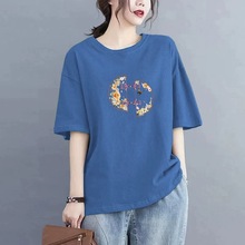 折扣新中式大码女装中老年宽松妈妈短袖上衣打底新清仓捡漏t百搭