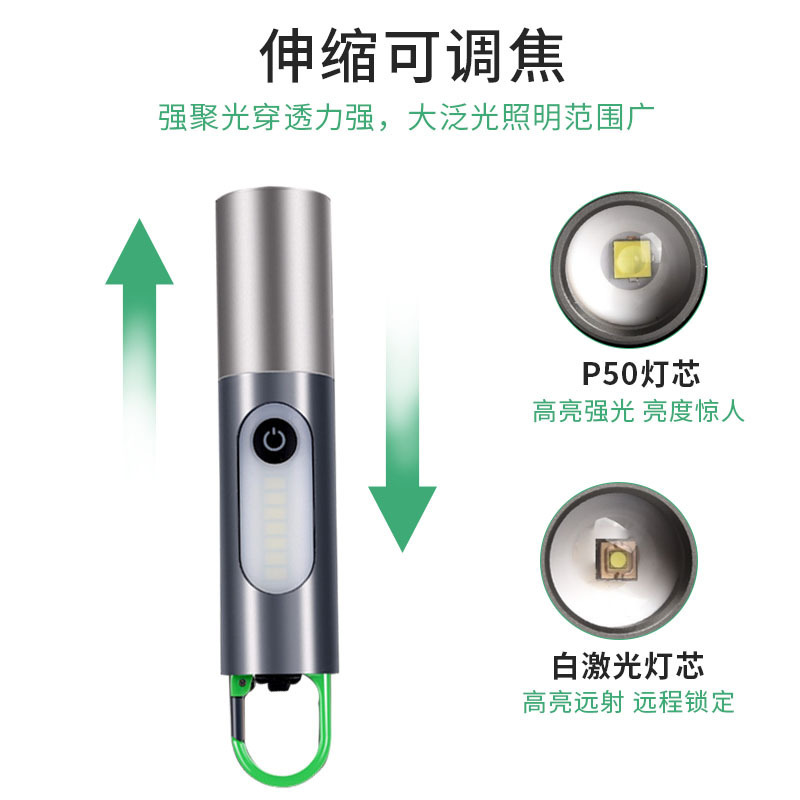 Mini Monkey Multifunction White Laser Camping Light Outdoor Work Lamp Zoomable High-Intensity Flashlight