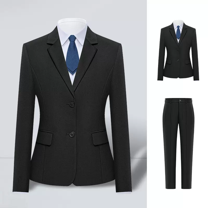 新款职业装女装西装套装黑色双扣正装西服工作服气质工作服面试女