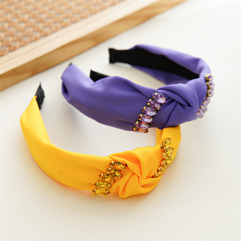 Women's Simple Style Knot Cloth Handmade Inlay Rhinestones Hair Band display picture 9