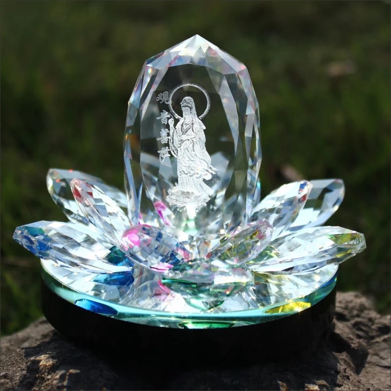 automobile Decoration Avalokitesvara Bodhisattva Two-sided Buddha statue Car Supplies crystal Lotus Perfume seat ornament originality