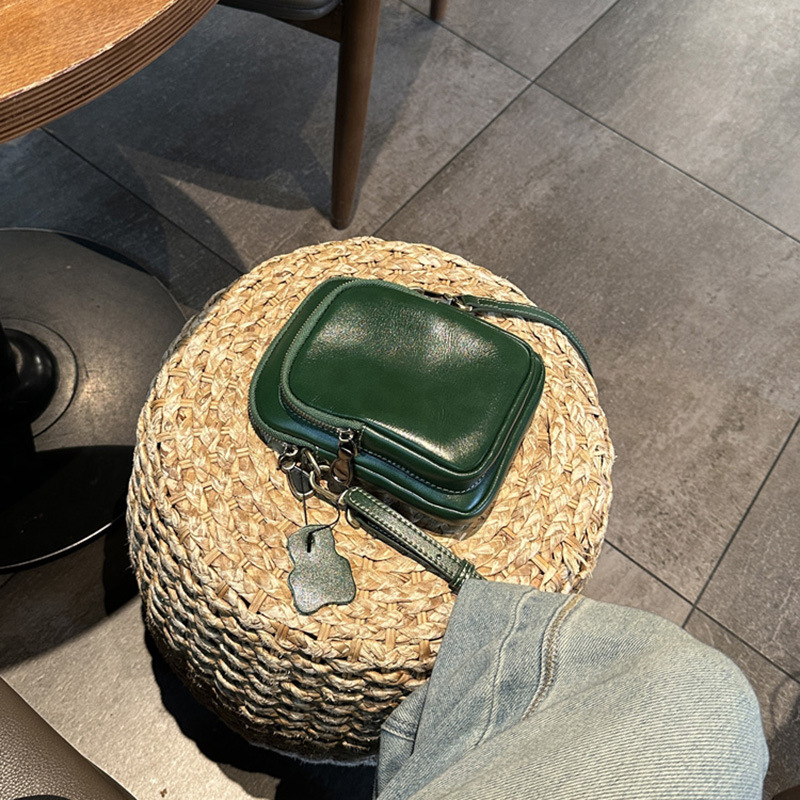 Retro Women's Waist Bag Small Square Shoulder Crossbody Bag Korean Style New Trendy Ins Soft Cowhide Phone Bag - Thumbnail 8