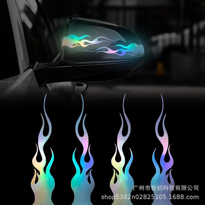 Flame Reflective Sticker Car Vinyl Racing Sport Flames Stripes De