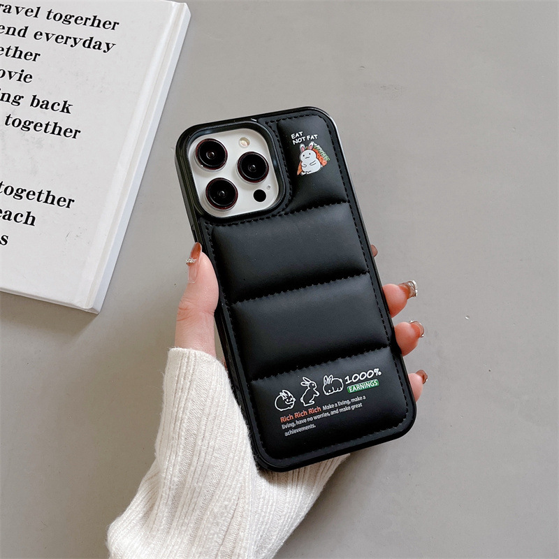 卡通兔子羽絨服iPhone15適用11蘋果12/13PROMAX手機殼XS/XR防摔14