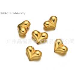 镀24K色金豆豆转珠光面圆珠diy铜材质散珠定位珠防过敏波光水光