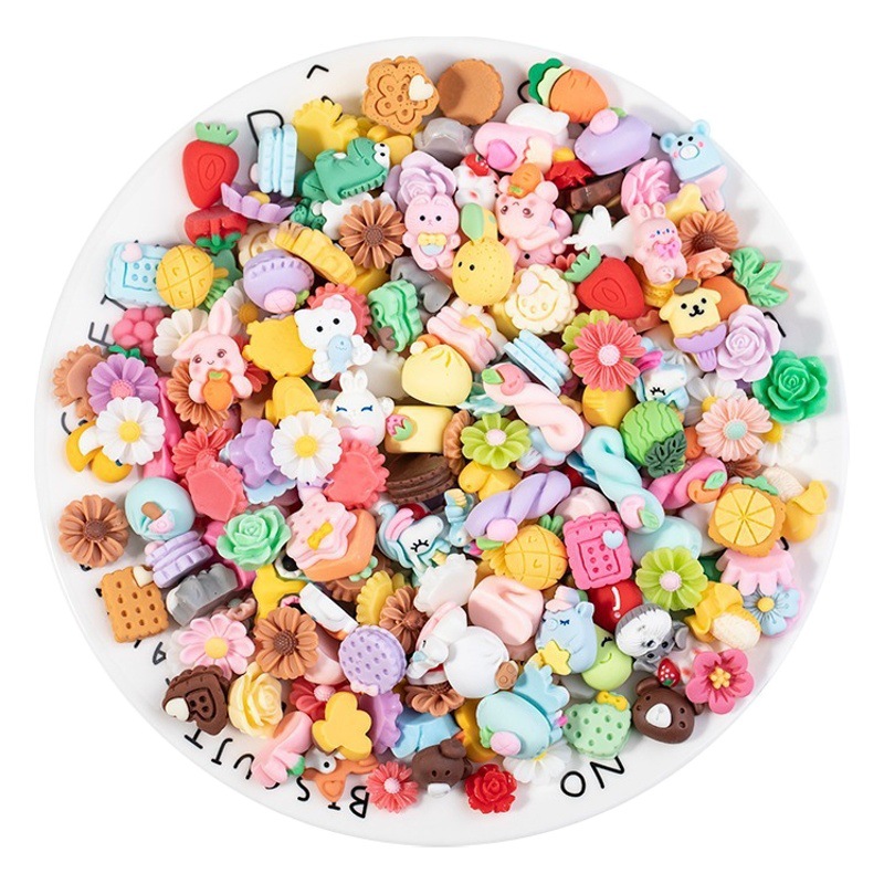 Resina accesorios serie de dibujos animados mezcla animal fruta postre flor DIY crema pegamento teléfono móvil Shell parche material