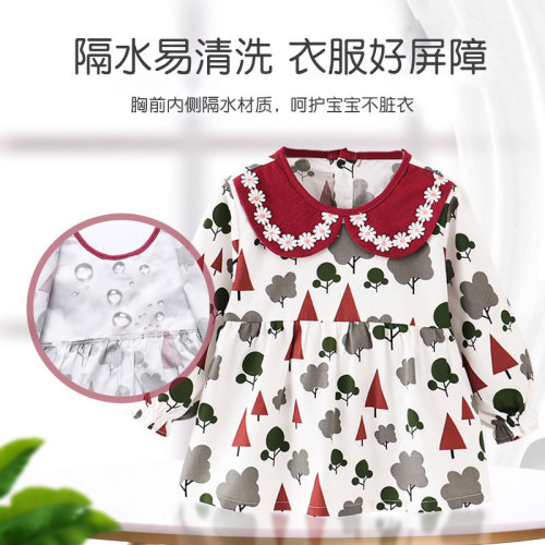 New Baby Eating Covering Gown for Girls, Painting Apron, Waterproof Back Wear Gown, Long Sleeve Covering Gown for Autumn and Winter