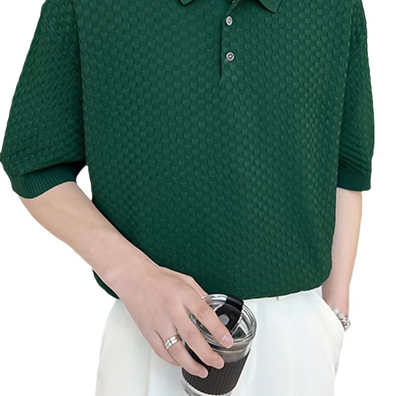 Verano 2024 nueva moda polo de manga corta camiseta nueva tendencia de punto a cuadros