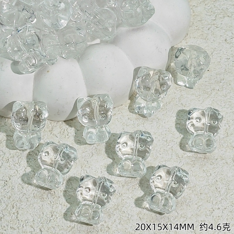 立体KT猫琉璃散珠直孔捷克透明猫咪配件DIY手链项链材料珠子吊坠|undefined