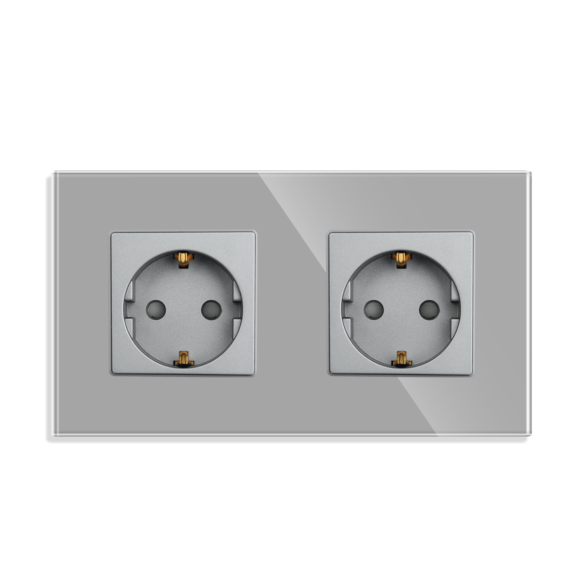 灰色欧式插座德式插座带接地俄罗斯插座两联插座