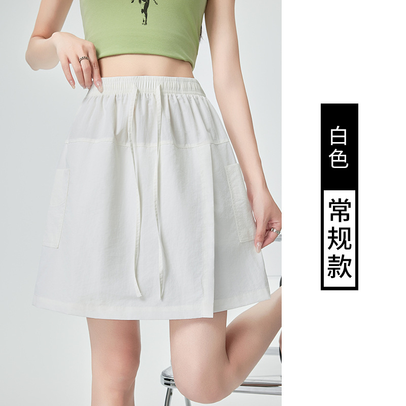 速乾性カーゴキュロット女性用 2025 夏新作ウエストゴムフロントスリットデザインスポーツカジュアル 5 点パンツスカート