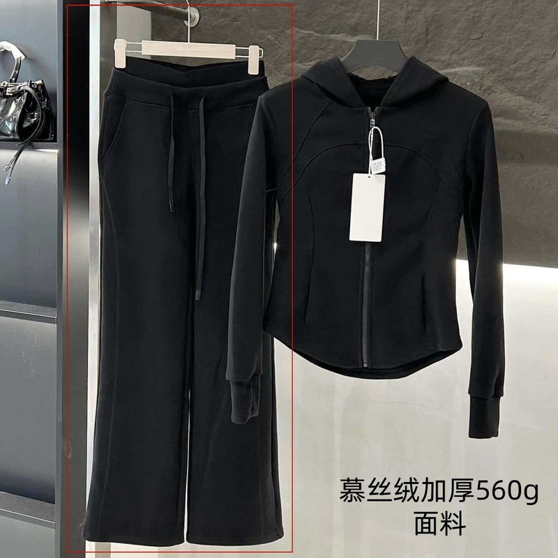 桑坡lulu防风套装新款运动套装跑步女士外穿卫衣卫裤显瘦连帽外套|undefined
