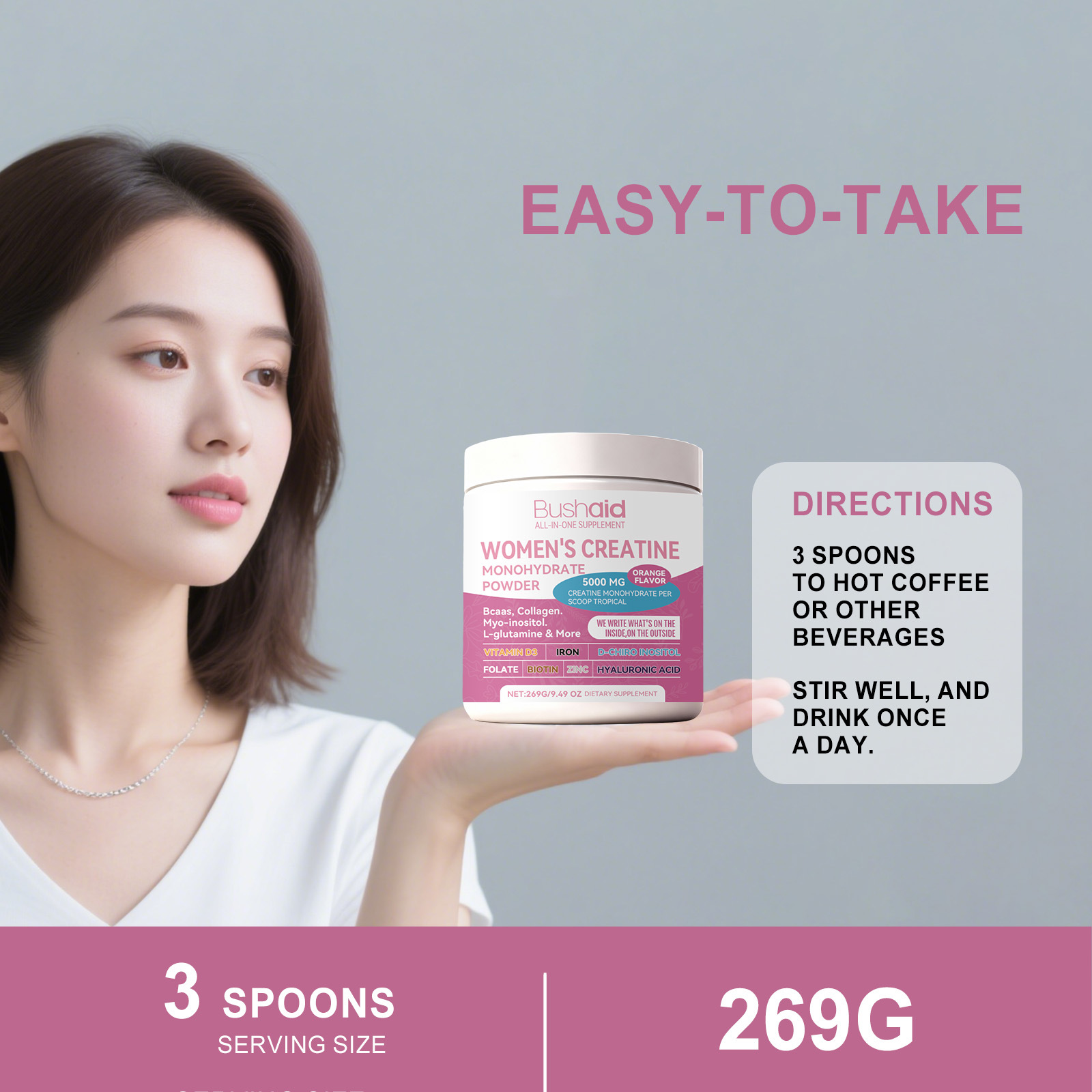BUSHAID Multi-functional complex creatine powder for women 个护/家清厂家批发实拍图