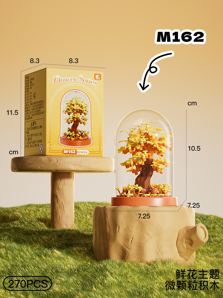 Compatible rosa claveles flores árbol alto ensamblaje bloques de flores en maceta juguetes para niños chicas diy hecha a mano