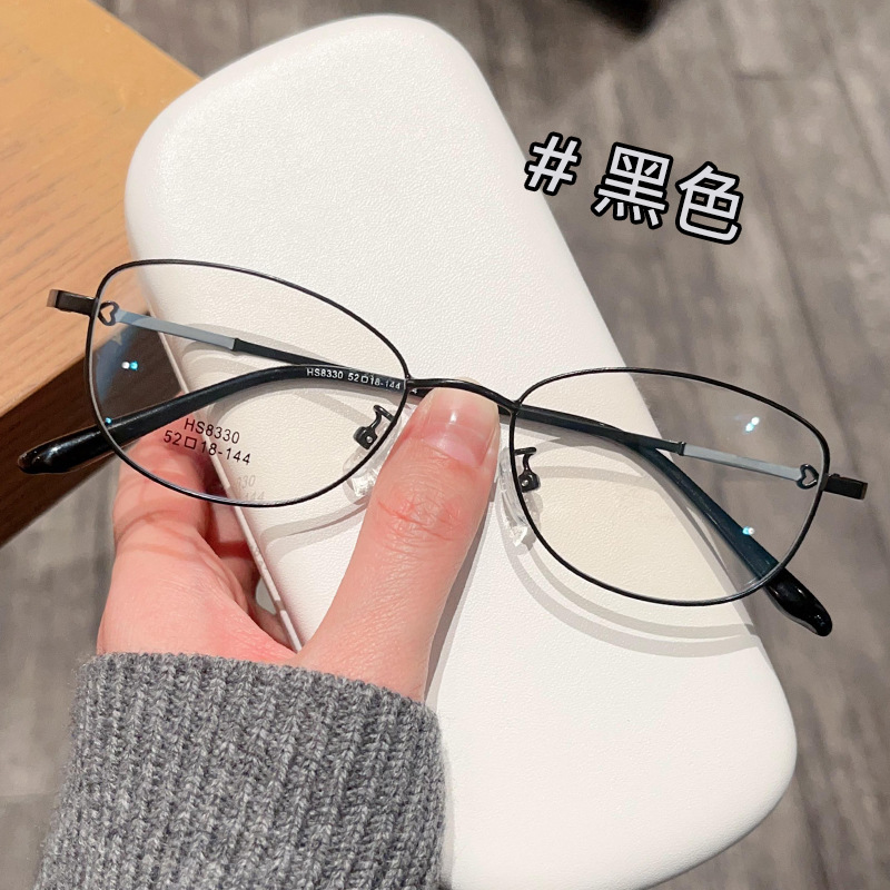 新しいファッション文学淑女メタルレトロ無地猫目メガネフレーム丹陽卸売は度付きメガネを装備することができます|undefined