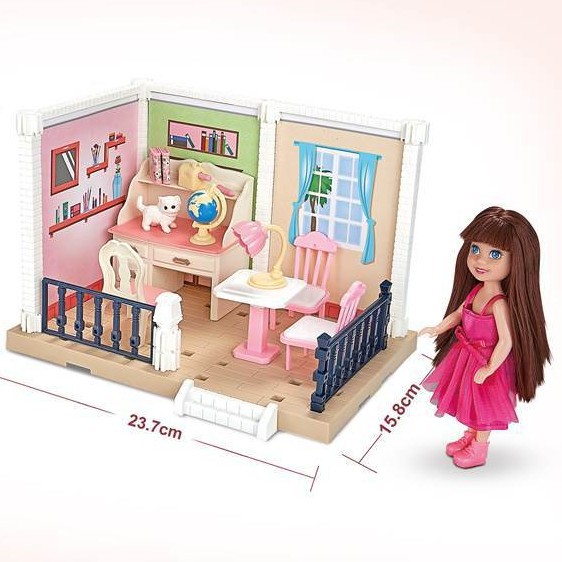 Cross-Border Hot Selling DIY Children's Play House Kitchen Scene Piano Room Pet Room Model Toy Set Wholesale
