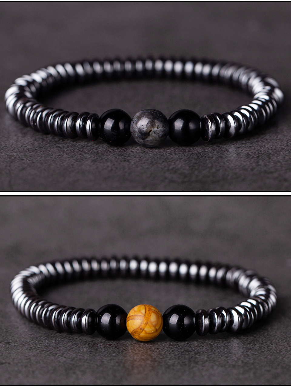 2021 new black stone frosted stone combination beaded bracelet