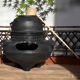鬼面风炉 铸铁茶壶炭炉 风釜茶炉铁壶保温炉火钵乌榄炭橄榄碳