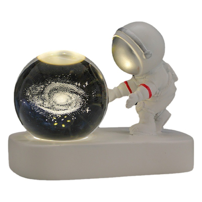 Lámpara nocturna de astronauta, bola de cristal luminosa decorativa, regalo creativo para estudiantes