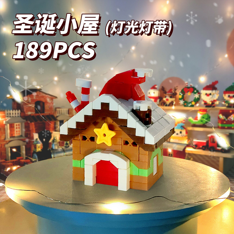 国境を越えた人気は積み木の小さな粒子と一緒に雪だるまを作ったクリスマスヘラジカのクリスマスプレゼント子供のおもちゃ卸売り|undefined