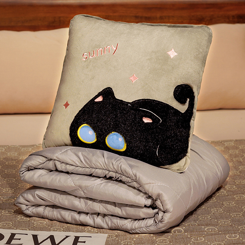 Almohada edredón de doble uso engrosada manta siesta de oficina almohada dos-en-uno plegable coche almohada lindo
