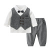 Autumn flower boy costume, dress, set, bow tie, shirt, vest, children's trousers, 3 piece set