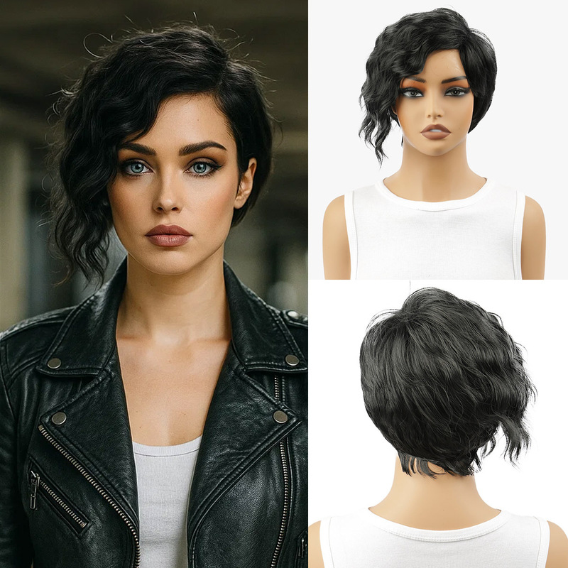 Amazon New Wig European and American Ladies Partial Short Curly Hair Headgear Bob Fashion Wig Manufacturer Wholesale Wig