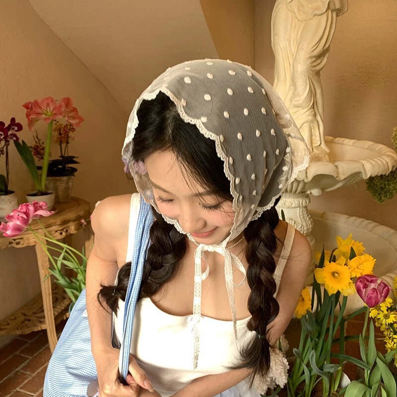 高級感のある女性用ターバン、田園風レース包頭三角タオル、フレンチデザインの帽子、おしゃれな雰囲気のヘアバンド|undefined