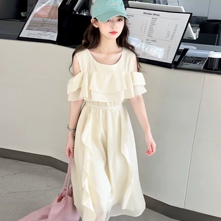 女童夏装连衣裙夏季2026新款女孩公主裙洋气儿童甜美露肩裙
