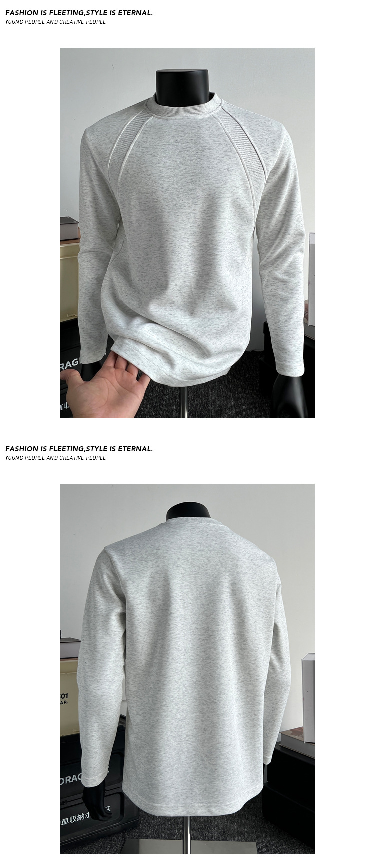 Men's Patchwork Chinese Cotton Long Sleeve T-shirt Round Neck_voghion.com