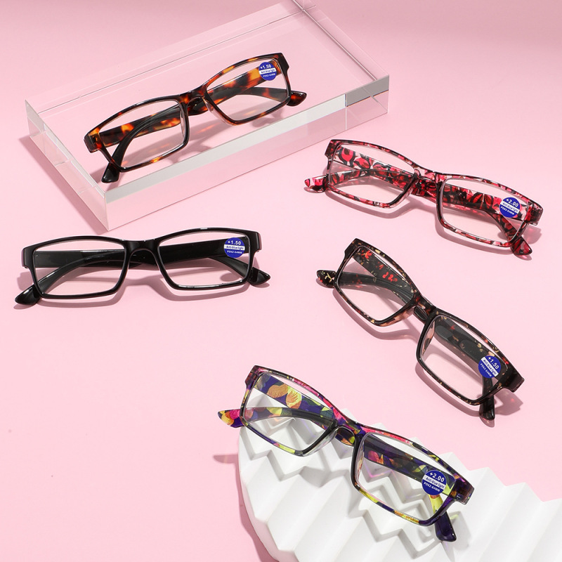 新しい抗青色光老眼鏡、超軽量フラワーフレームフラットミラー、中高年向け高精細老眼鏡卸売|undefined
