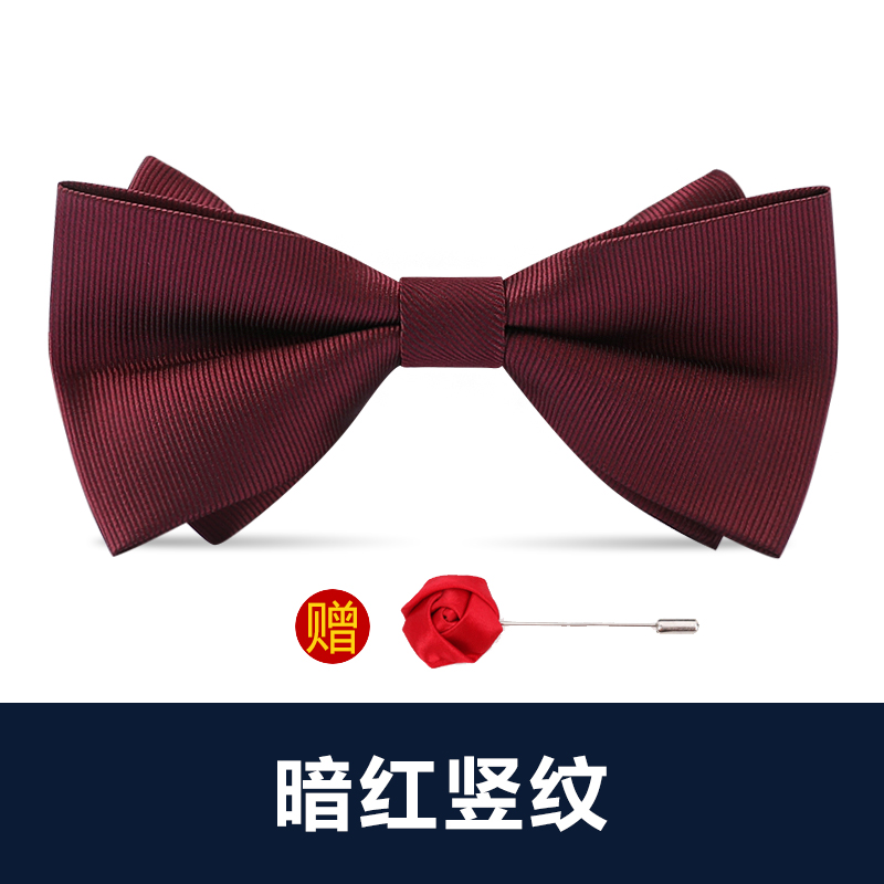 ↤↤↤진한 빨간색 세로 줄무늬 나비넥타이 [프리 브로치] ↢⇢⇢