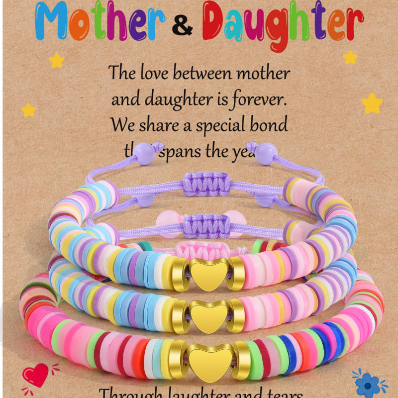 European and American Amazon New Product Colorful Beaded Heart-Shaped Bracelet for Women, Simple, Fashionable and Trendy, Sweet Hand Jewelry Wholesale