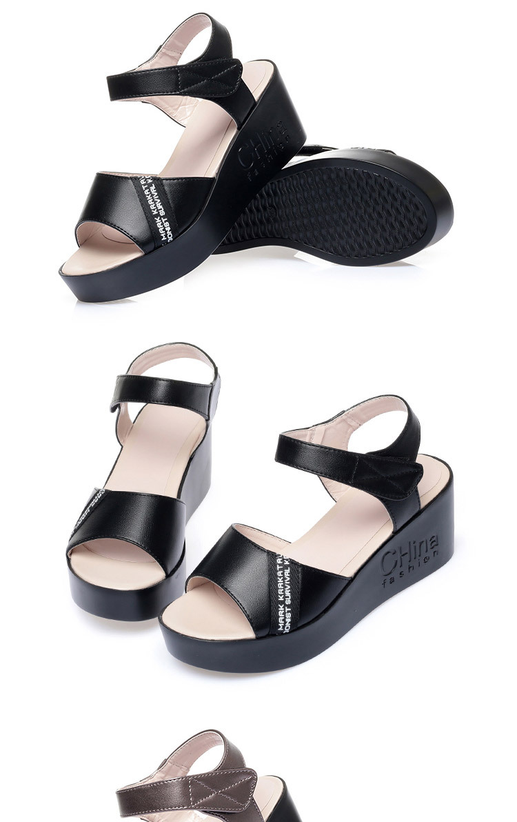 Sandal nữ đế xuồng đế dày mùa hè size lớn — đen chi tiết 15