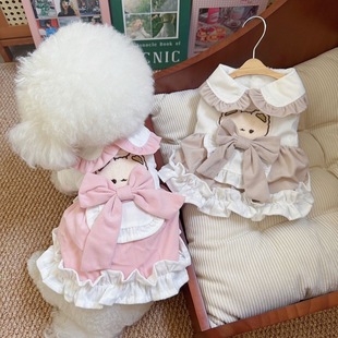 It's softer than a little milk dog ~ and winter skirt small body York summer and autumn clothes Teddy princess wind puppet cat thick cotton coat